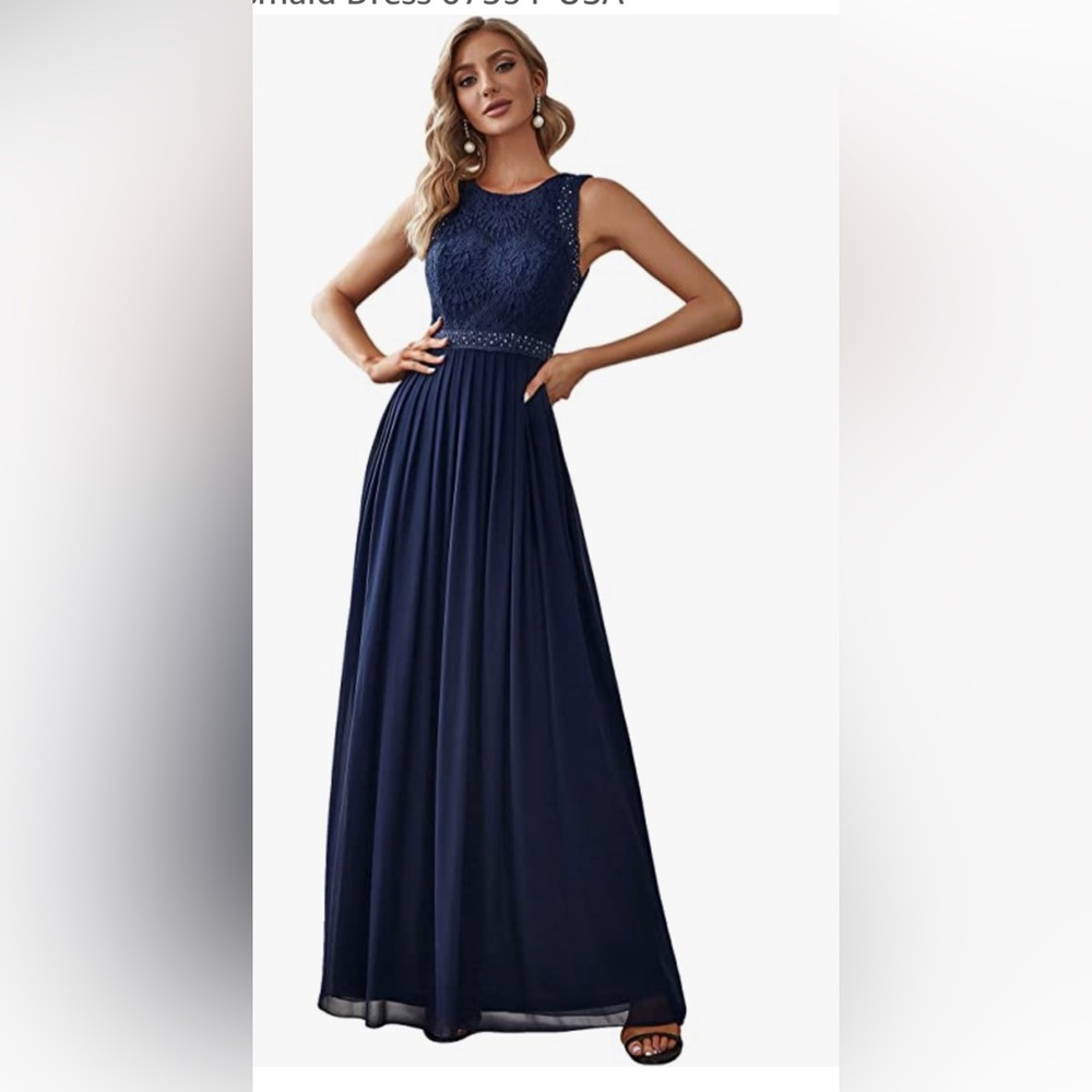Ever-Pretty Women's Round Neck Pleated A-Line Floor Length Bridesmaid Dress
